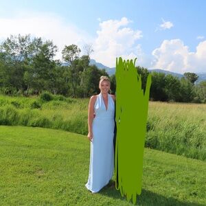 Amsale Nidhi Ice Halter Maxi Dress Bella Bridesmaid